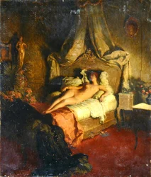 Nudo su un letto rosso