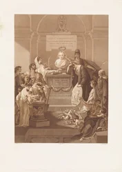 Rappresentazione allegorica con pietra commemorativa per Jan Nieuwenhuyzen, morto nel 1806