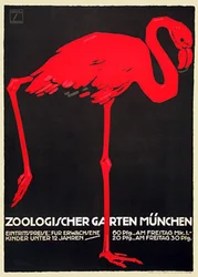 Poster dello zoo con un fenicottero rosso