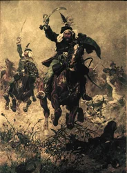 Il colonnello Rodakowski in testa al suo reggimento nella battaglia di Custoza ...