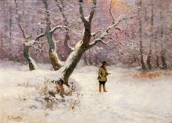 Paesaggio invernale con cacciatori