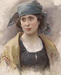 Ragazza con il foulard verde