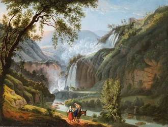 Paesaggio con cascata