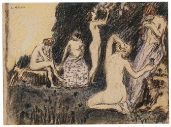 Paesaggio con cinque donne nude
