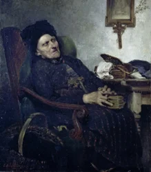 Vecchia donna in interno