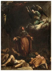Transetto Nord, Altare di San Rocco 1635, 45, Genovesino 1645, San Rocco ottiene la cessazione della peste, Parte inferiore sinistra dipinta