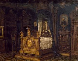 Interno della camera da letto del nobile Gian Giacomo Poldi Pezzoli, ca 1860