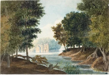 Paesaggio con fiume e villa