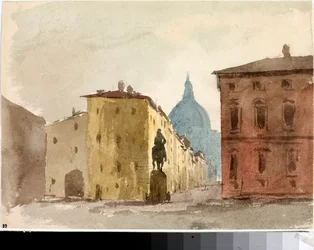 Veduta della piazza della chiesa di Santa Annunziata, Firenze
