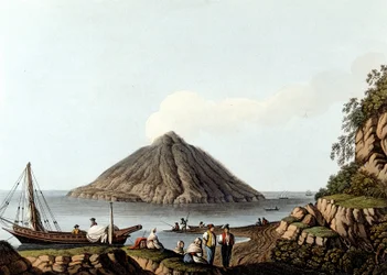 Isola di Stromboli - in "Vedute dei Domini Ottomani, in Europa, in Asia, e alcune isole del Mediterraneo", di Luigi Mayer, Londra