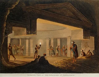 Veduta delle catacombe di Alessandria (Egitto) da Vedute in Egitto di Luigi Mayer, incisione
