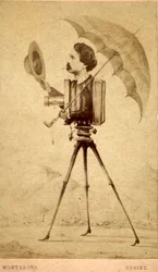 Caricatura del fotografo con macchina fotografica