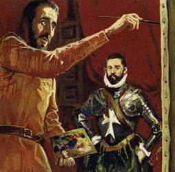 Il dipinto di El Greco Vincentio Anastagi a Malta (litografia a colori)