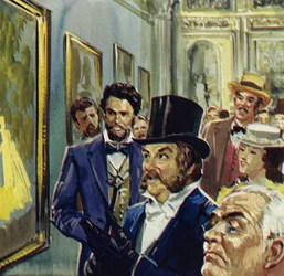 La Loge è il contributo di Renoir alla prima mostra degli Impressionisti (litografia a colori)