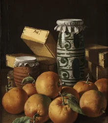 Natura morta con arance e dolci