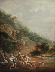 Scena con abitanti del villaggio (frammento)