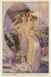 Donna che si guarda allo specchio