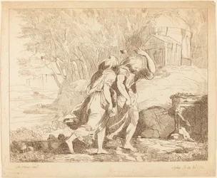 Due figure in fuga (Atalanta e Ippomene?)