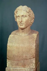 Busto-ritratto di Alessandro Magno (356-323 a.C.), noto come erma Azara, replica greca di un originale del IV secolo a.C.