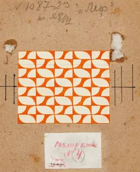 Design tessile in arancione e bianco, primi anni 1920
