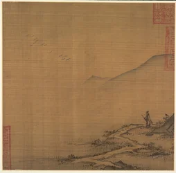 Paesaggio con oche in volo, metà del 1200