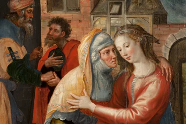 Adorazione dei Magi, Trittico, Pannello sinistro: Vita della Santa Vergine, dettaglio, pittura su legno