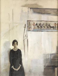 Autoritratto con arazzo egiziano