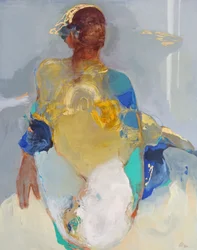 Caught In The Moment 1, 2021 (acrilici, pastelli e foglia d