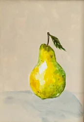 Natura morta con pere dai colori vivaci