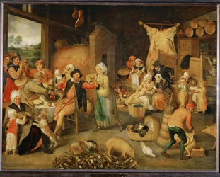 Interno fiammingo (pittura su legno di quercia)