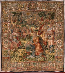 Museo Diocesano. Arazzo fiammingo. Bruxelles. Atelier François Geubels. Serie Storia di Gedeone. Il miracolo del vello di lana. Seta e lana. Lascito del Vescovo Vicente Roca de la Serna. Barocco. 1534-1571, nella cattedrale dal
