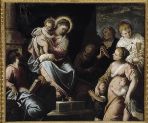 La Vergine con il Bambino circondata dalle virtù teologali Allegoria della Fede, Speranza e Carità