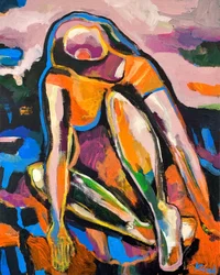 Donna astratta dai colori vivaci