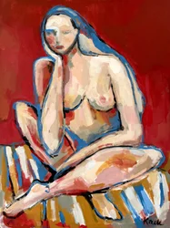 Donna nuda pensierosa