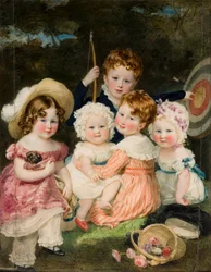 Ritratto dei cinque figli maggiori del 2° Conte di Bradford (1789-1865), c.1821-74