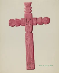 Croce di Legno Rossa usata come Lapide, c. 1937