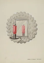Applique per candela con specchio di latta