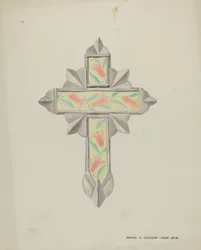 Croce di latta e carta da parati, c. 1937
