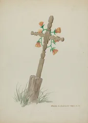 Croce di legno usata come lapide, c. 1937