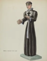 Santo di legno - Frate con croce sul petto, 1935-1942