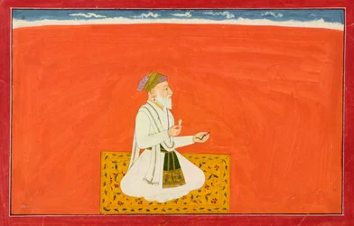 Il saggio medico Dhanvantari, foglio dalla serie "Sesto" Bhagavata Purana, anche conosciuta come la serie "piccola" Guler-Basohli