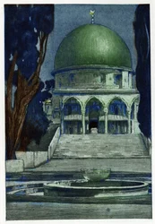 Moschea di Al-Aqsa a Gerusalemme. Incisione di Manuel Orazzi (1860-1934), in 