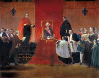 Carlo III che prende possesso del canonicato di Barcellona nel 1759, dettaglio