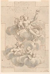 Disegno per un dipinto sul soffitto, Venere, Cupido e Putti