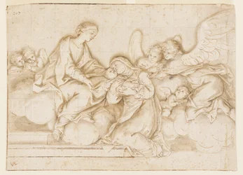 Progetto per un Dipinto Monocromo, Chiesa del Corpus Domini, Bologna, Italia, Santa Caterina Vigri Riceve il Bambino dalla Vergine