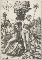 Marte e Venere come coppia di amanti con Amore
