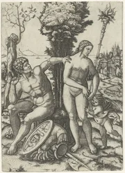 Marte e Venere come coppia di amanti con Amore