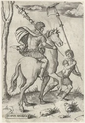 Generali romani Scipione Africano Maggiore a cavallo e Scipione Africano Minore