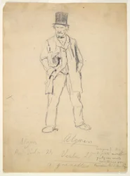 Schizzo di un vagabondo (recto); Donna e due neonati (verso)