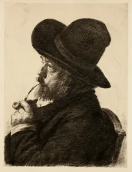 Fumando con un Grande Cappello (Autoritratto)